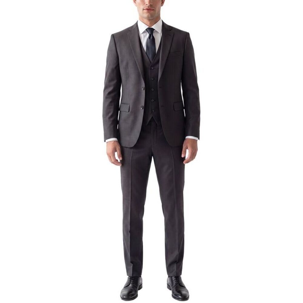 Corneliani Mens  3Pc Wool Suit, Black